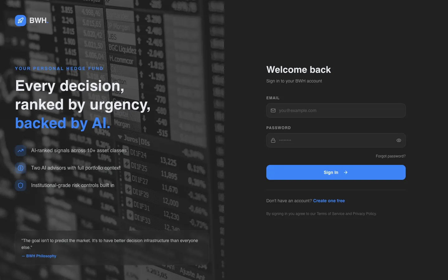 The Build Wealth Here sign-in screen, built by Revuity Systems