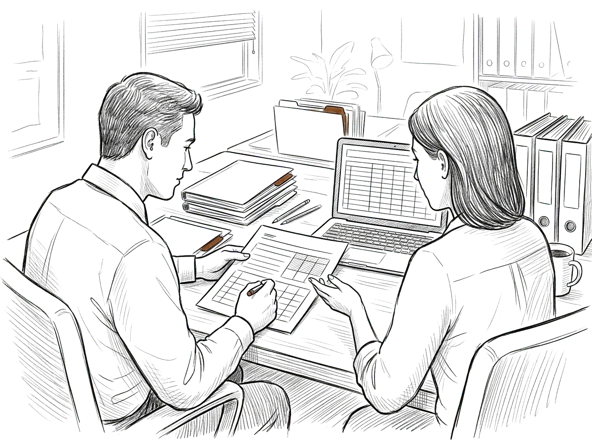 Sketch of an accounting firm team using a shared AI operating environment