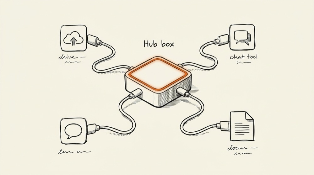 Editorial sketch illustrating connector setup