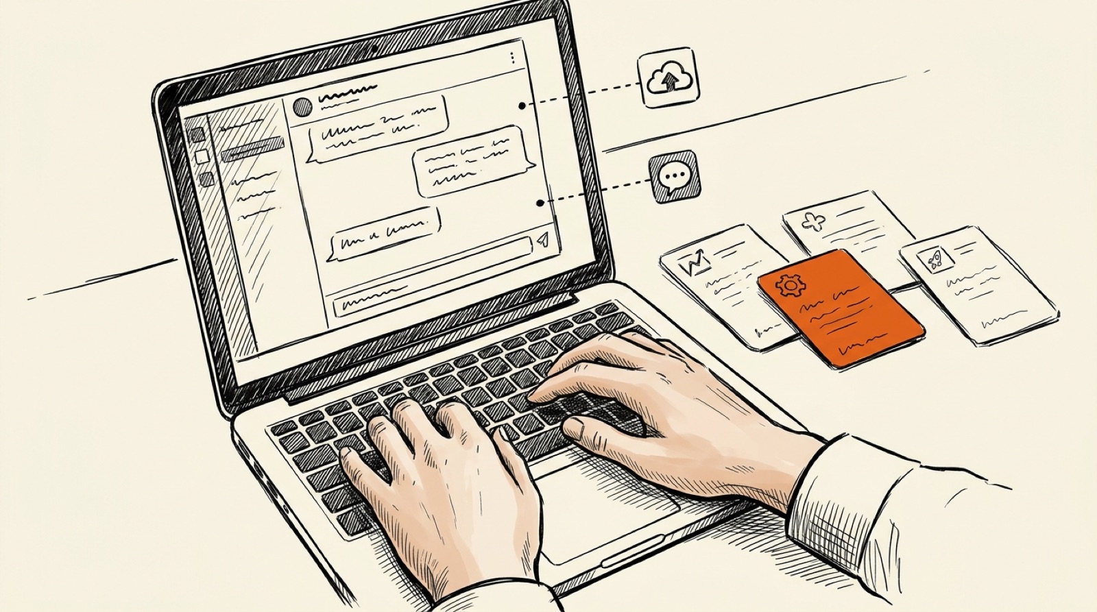 Sketch representing a designed Claude workspace