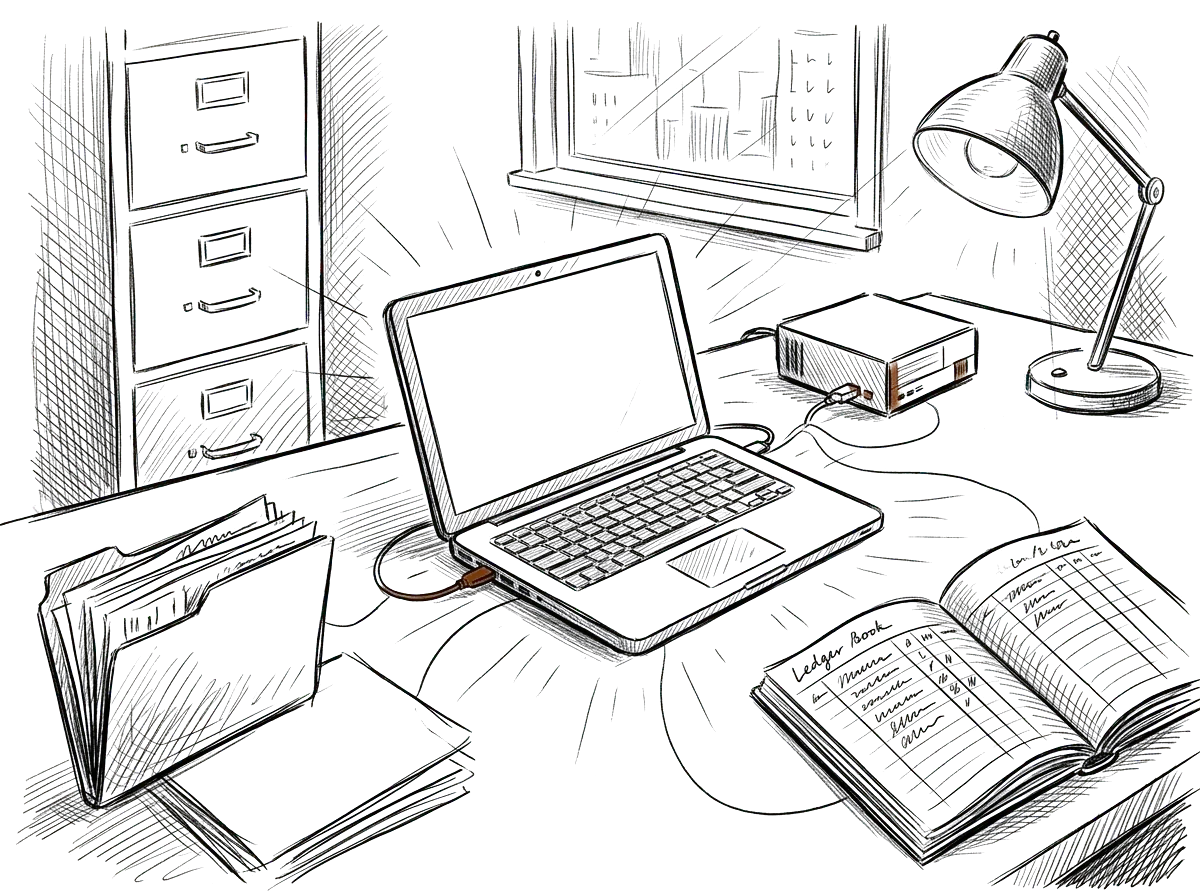 Sketch of a central system connected to project tools and records