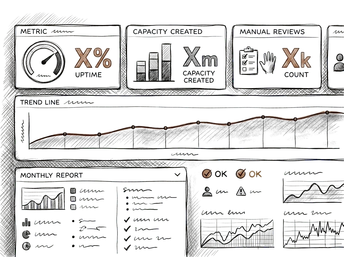 Sketch of a finished system live in production