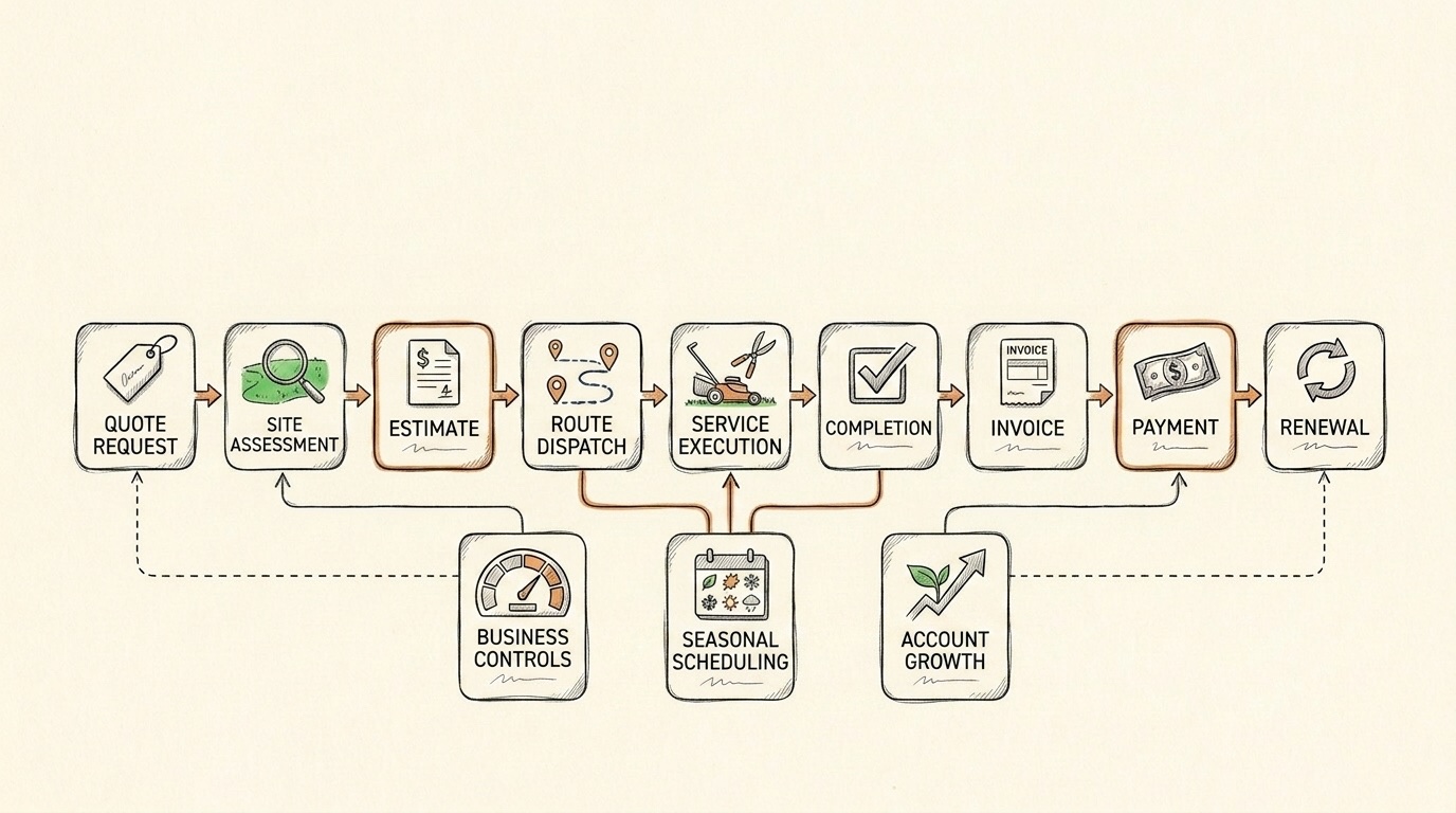 Landscaping Company operating flow diagram