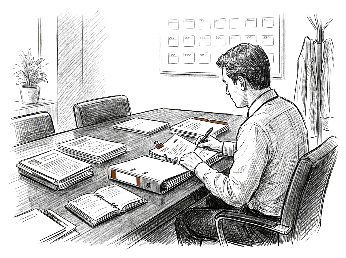 Sketch of internal administrative work in a government office