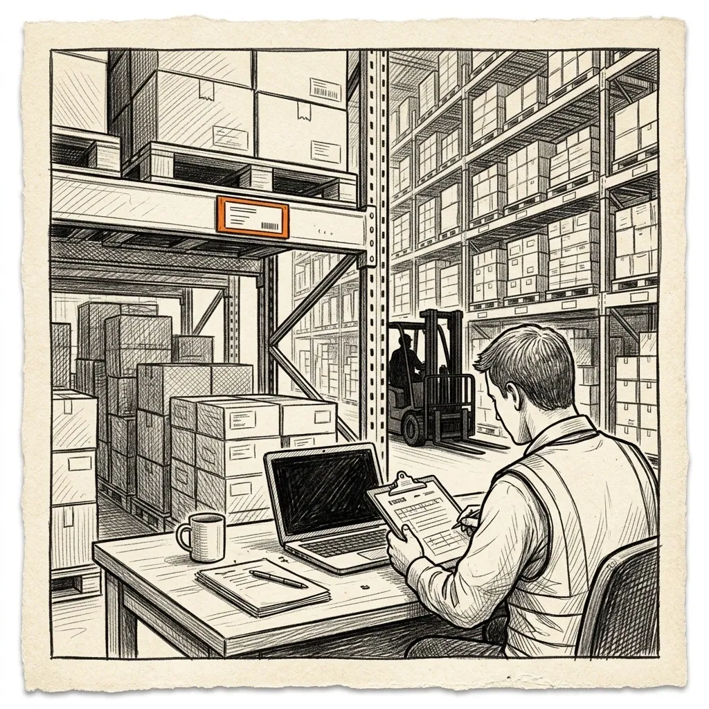 Sketch representing a third-party logistics warehouse operation