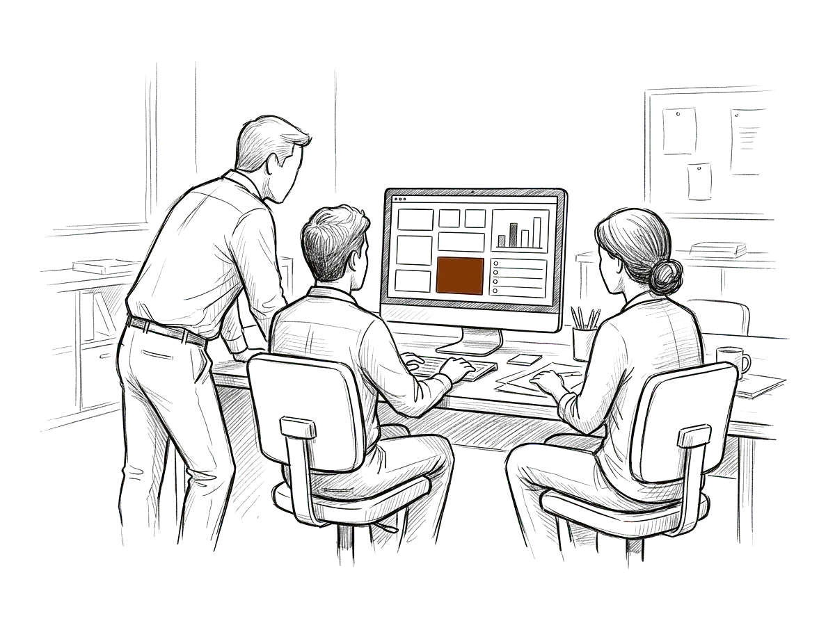 Sketch of a nonprofit team using a shared AI operating environment