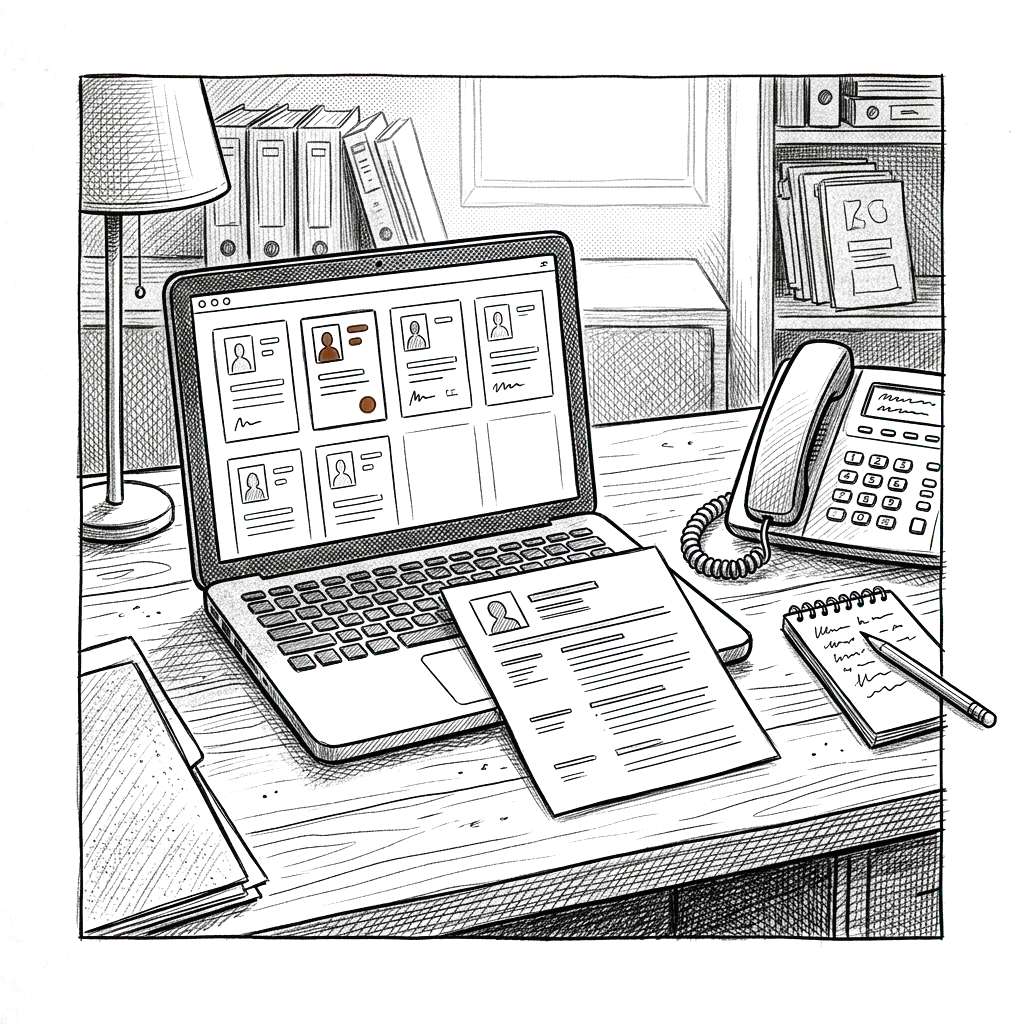 Sketch representing a recruiting firm