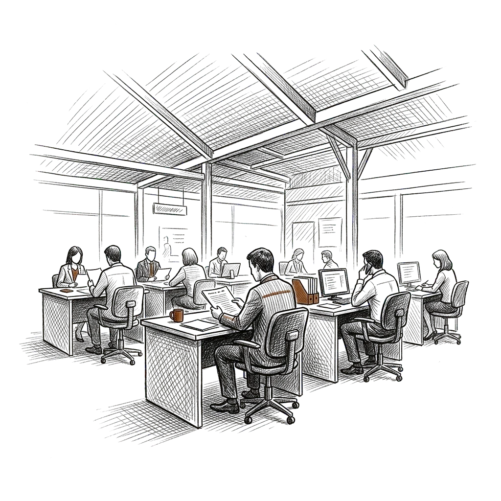 Sketch representing a brokerage office