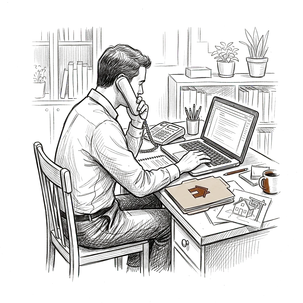 Sketch representing an independent real estate agent